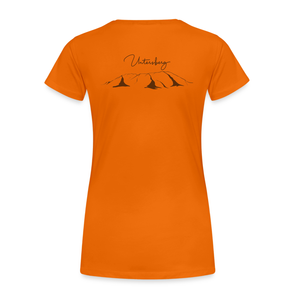 Frauen Premium T-Shirt in Orange Untersberg" 4xDruck in edelbraun - Orange